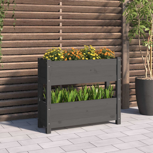 vidaXL Planter Grey 77x25x66 cm Solid Wood Pine