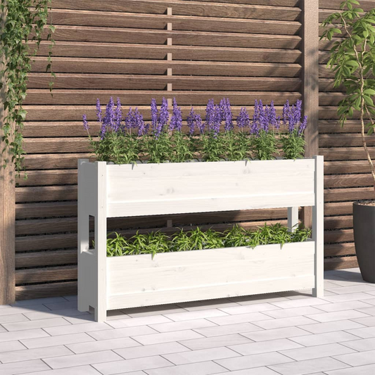 vidaXL Planter White 112x25x66 cm Solid Wood Pine