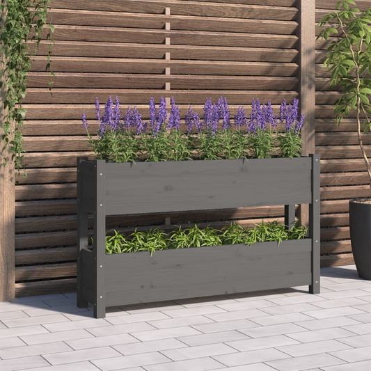 vidaXL Planter Grey 112x25x66 cm Solid Wood Pine