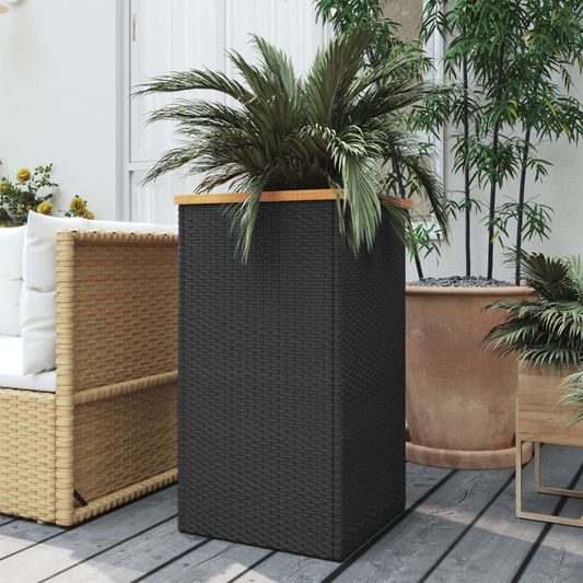 vidaXL Planter Black 40x40x80 cm Poly Rattan