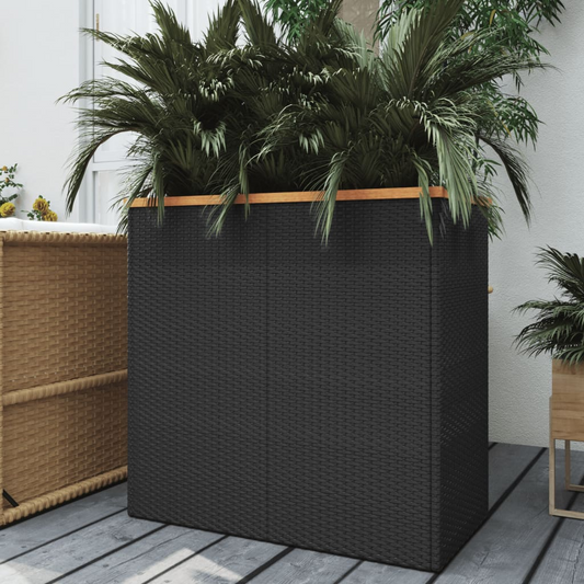 vidaXL Planter Black 80x40x80 cm Poly Rattan