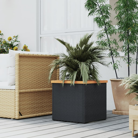 vidaXL Planter Black 40x40x40 cm Poly Rattan