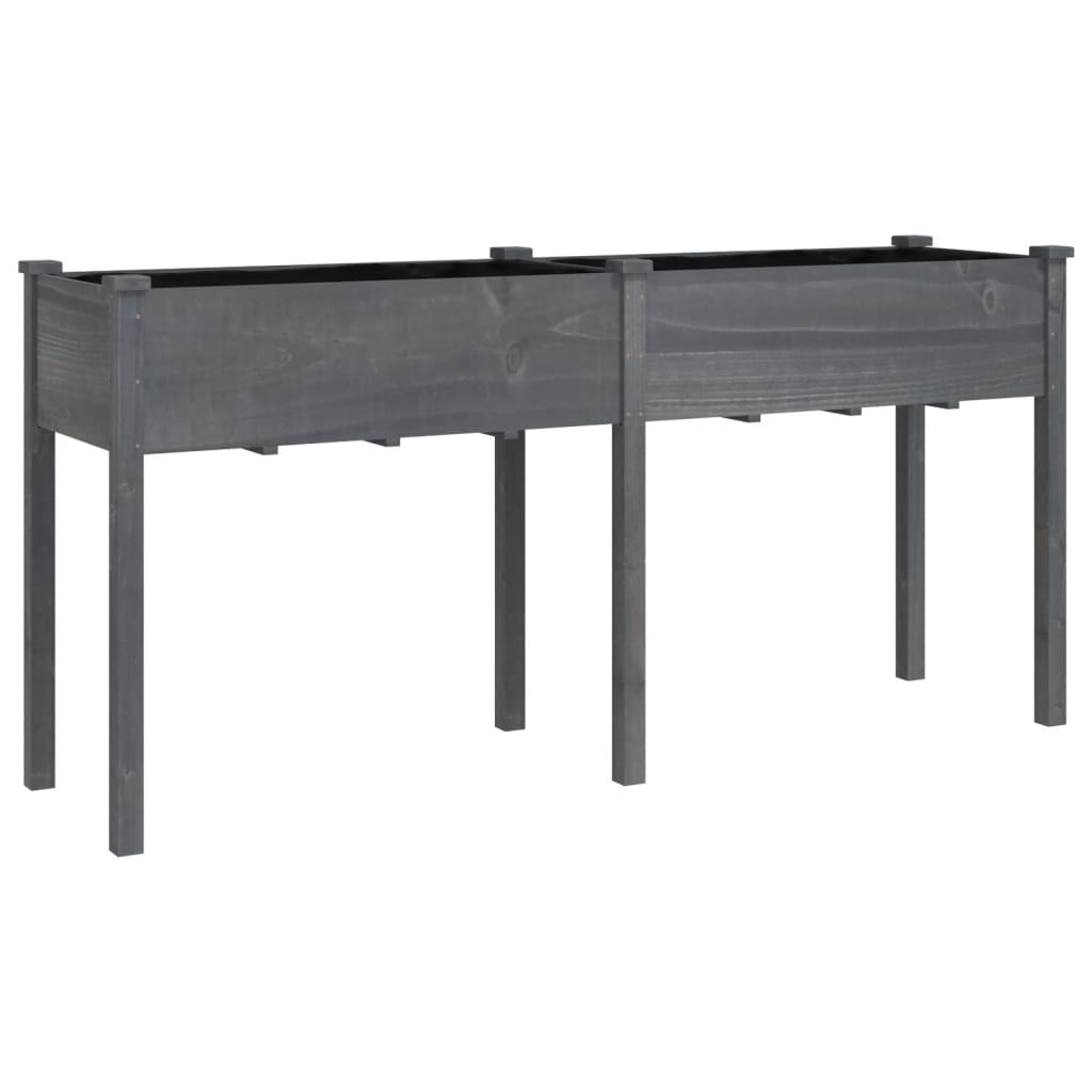 vidaXL Planter with Liner Grey 161x45x76 cm Solid Wood Fir