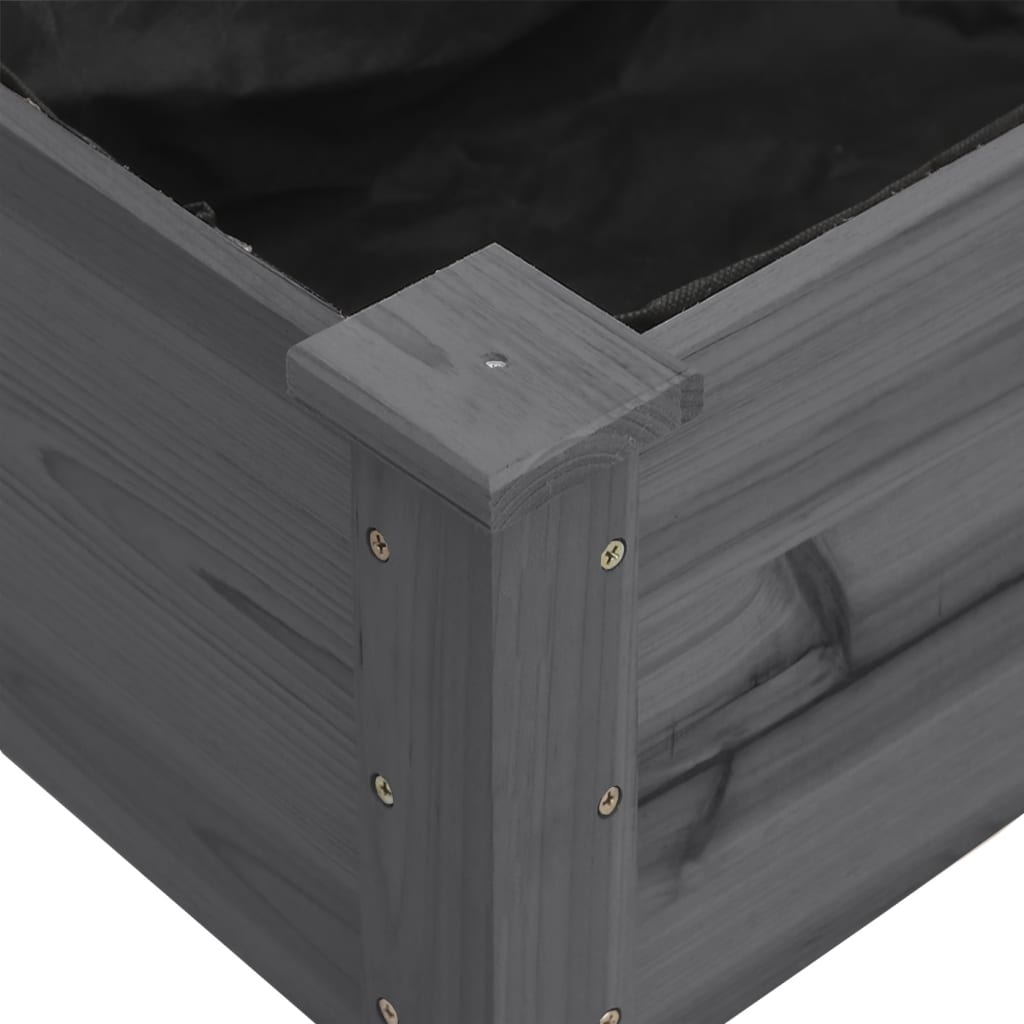 vidaXL Planter with Liner Grey 161x45x76 cm Solid Wood Fir