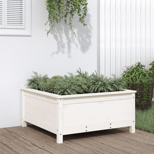 vidaXL Garden Planter White 82.5x82.5x39 cm Solid Wood Pine