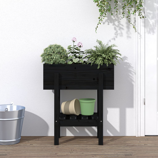 vidaXL Garden Planter Black 62x30x69 cm Solid Wood Pine