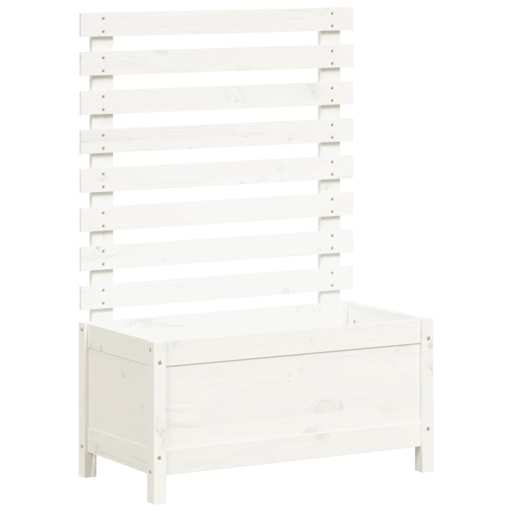 vidaXL Garden Planter with Rack White 79x39.5x114 cm Solid Wood Pine