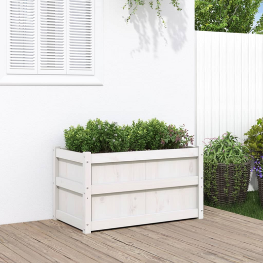 vidaXL Garden Planter White 90x50x50 cm Solid Wood Pine