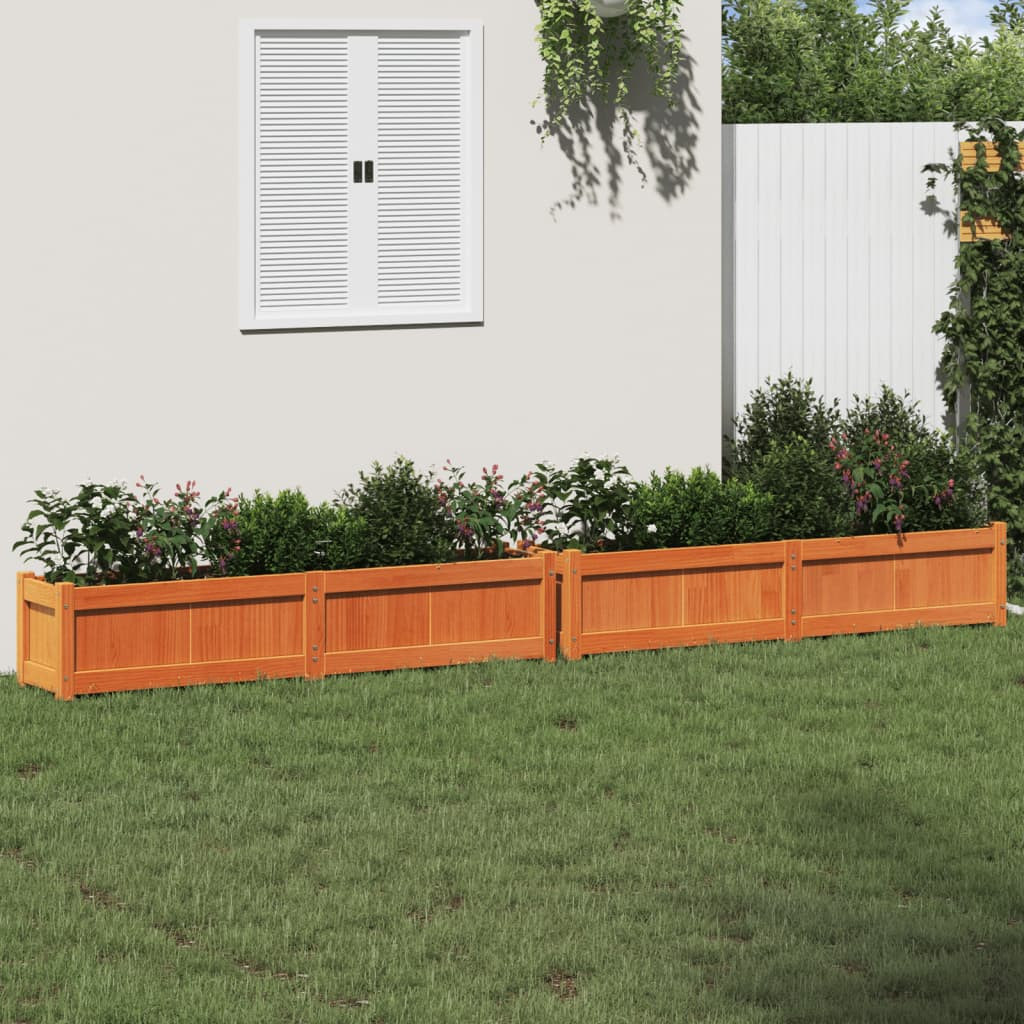 vidaXL Garden Planters 2 pcs Wax Brown Solid Wood Pine