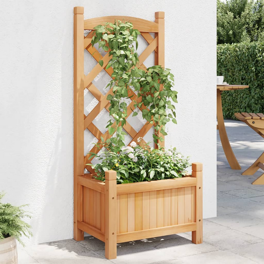 vidaXL Brown Fir Wood Planter with Trellis - Solid, Durable, & Attractive