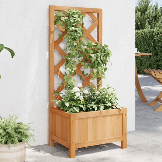 vidaXL Planter with Trellis Brown Solid Wood Fir