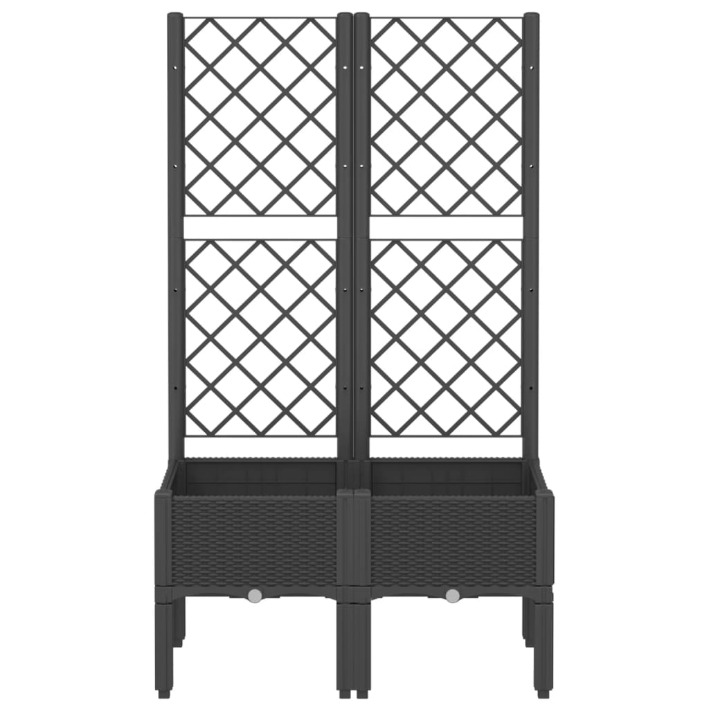 vidaXL Garden Planter with Trellis Black 80x40x142 cm PP