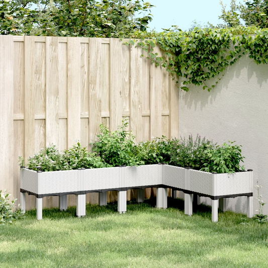 vidaXL Garden Planter with Legs White 160x120x42 cm Polypropylene