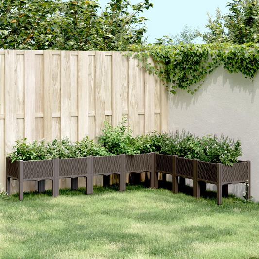 vidaXL Brown Polypropylene Raised Garden Planter 200x160x42cm - Durable, Spacious, Stylish