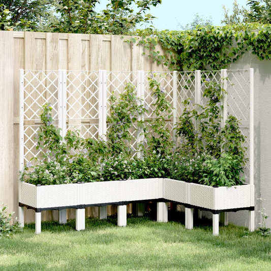 vidaXL Garden Planter with Trellis White 160x120x142 cm PP