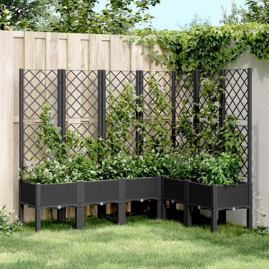 vidaXL Garden Planter with Trellis Black 160x120x142 cm polypropylene