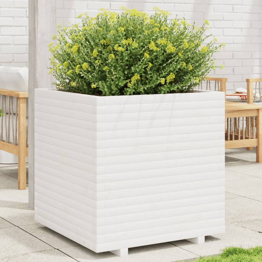 vidaXL Garden Planter White 70x70x72.5 cm Solid Wood Pine